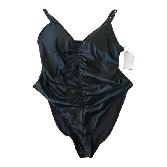 GOOD AMERICAN Always Ruched One Piece Black Classic Swimsuit Size 3XL - Picture 2 of 9